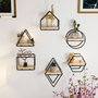Hanah Home Set de 6 Estantes de Pared de Madera Maciza, Oro y Negro